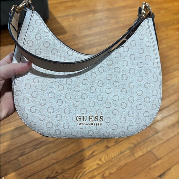 Guess Handbags - Guess Cream Shoulder Bag with Logo Pattern